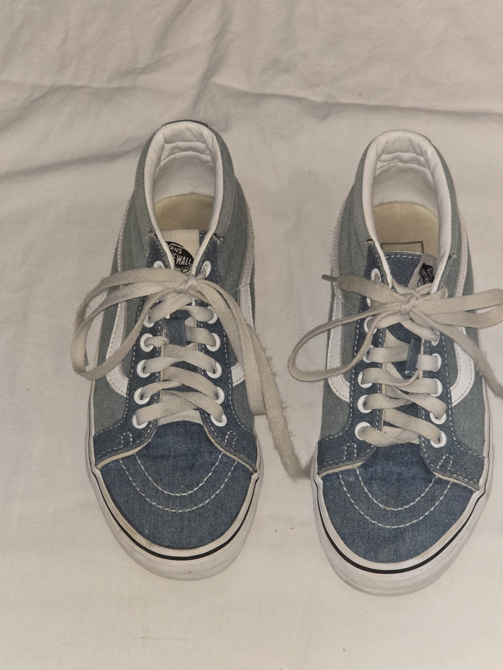 Vans Kids Blue Denim High-Top Sneakers with White Stripe